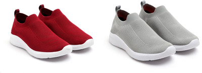Face Stylish Sports Shoes for Men – Ideal for Running, Gym & Training Sneakers For Men(Grey, Red , 9)