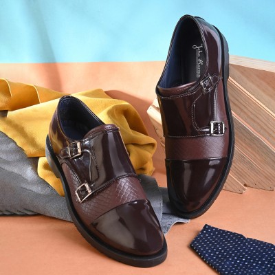 John Karsun Formal Shoes Monk Strap For Men(Brown)