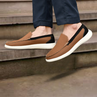 BANYY Comfort Classic Moccasin Tan Slip On Sneakers For Men(Tan , 10)