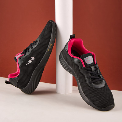 CAMPUS CRISTY Women's Sports Shoes | Cushioned Insole with Pillo Foam | Lace-Up Running Shoes For Women(Black , 7)
