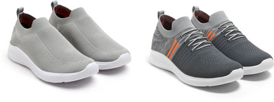 Face Stylish Sports Shoes for Men – Ideal for Running, Gym & Training Sneakers For Men(Grey, Orange, Grey , 7)