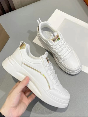 EZDEZARIO Sneakers For Women(Gold , 8)