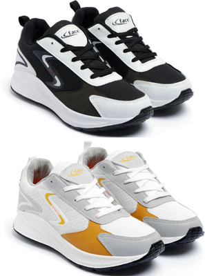 Face Men’s Sports Running Shoes – Lightweight, Breathable & Comfortable Running Shoes For Men(Black, Yellow , 6)