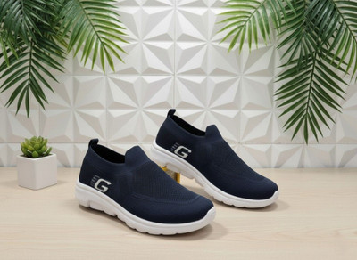 GLB Slip On Sneakers For Men(Blue, White , 9)