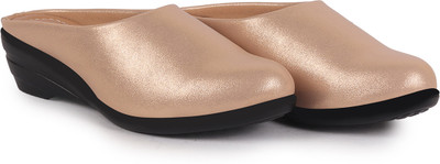 FAUSTO Shimmery Platform Wedge Heel Back Open Slip On Shoes for Party|Formal Dress Bellies For Women(Gold , 8)