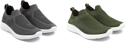 Face Stylish Sports Shoes for Men – Ideal for Running, Gym & Training Sneakers For Men(Olive, Grey , 10)