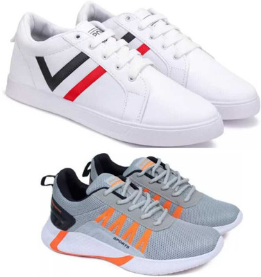 house of common Combo Pack of 2 Sneakers For Men(White, Grey , 6)