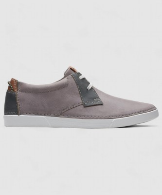 CLARKS Clarks Gereld low Grey Leather For Men(Grey , 6)