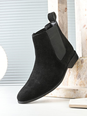 El Paso Stylish Black Chelsea Boots for Men | Suede Finish | Casual & Party Wear Boots For Men(Black , 11)
