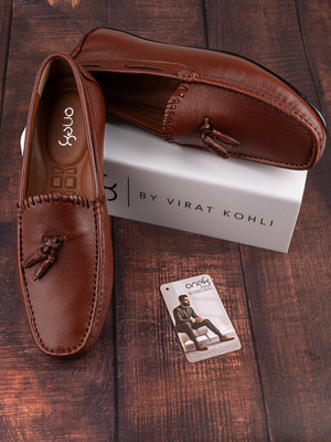 one8 by Men's Leather Office/Smart Casuals/Evening Slip-on Formal Loafers Loafers For Men(Tan , 10)