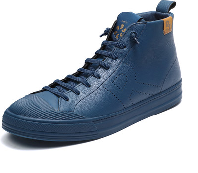 Rare Rabbit Men Sauron Hi Pro Blue Leather Lace-Up Closure Sneaker Sneakers For Men(Blue , 9)