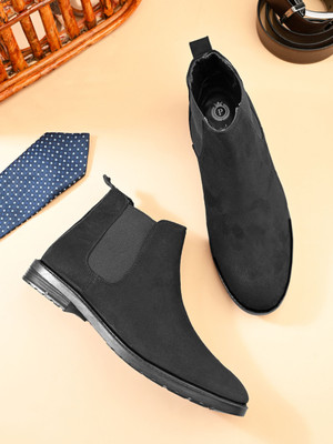 house of common Synthetic Leather Lightweight Comfortable Trendy Walking Chelsea Boots For Men Boots For Men(Black , 9)