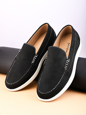 Mast & Harbour Comfortable Outdoor Suede Slip-On Casual Mocassin For Men(Black , 6)