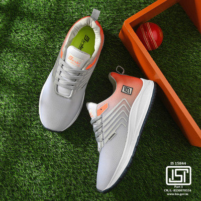 BIRDE Stylish Extra Lightweight Soft Comfortable Walking Running Shoes For Men(Orange, Grey , 6)
