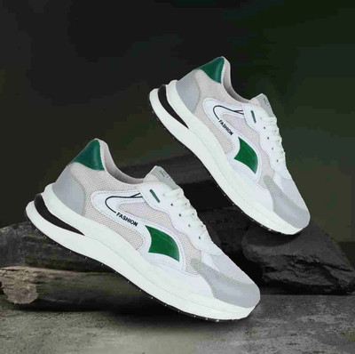 Layasa Walking,Stylish Running Shoes for Men | Soft Cushioned Insole | Sneakers For Men(Grey, White , 8)