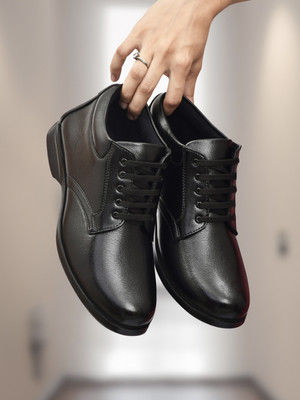 Zixer Leather Mid-Top Formal Shoes Men's/Office Leather Shoe For Men/Derby Formal Shoe Lace Up For Men(Black , 7)