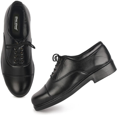Shoe Island Leather Police Black Lace-Ups Office Wear Solid Mens Formal Shoes For Men Oxford For Men(Black , 9)