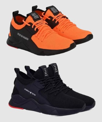 HOTSTYLE Combo Pack Of 2 Running Shoes For Men(Black, Orange)