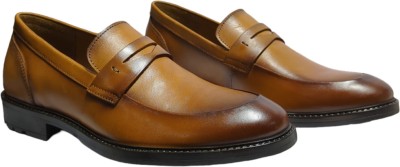 Feet First Genuine Leather Casual-Party Slip-on Loafer Loafers For Men(Tan)