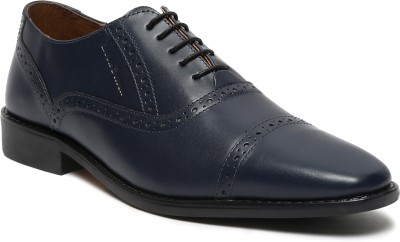 LOUIS STITCH Mens Prussian Blue Italian Leather Oxford Formal Lace Up Shoes (RXOXBU) - 6 UK Oxford For Men(Blue)