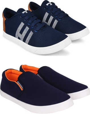 Free Kicks Combo Of 2 Shoes SW-MCW-145 & SW-Fitman Sneakers For Men(Blue, Orange)
