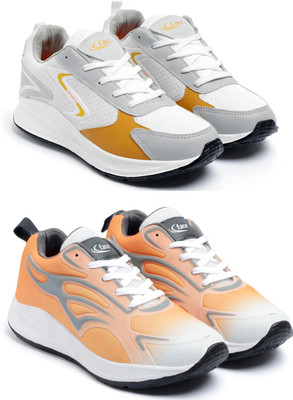 Face Men’s Sports Running Shoes – Lightweight, Breathable & Comfortable Running Shoes For Men(Yellow, Orange , 6)