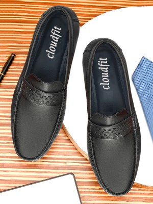 CloudFit CloudFit Loafers for Men with Laser Design Loafers For Men(Black , 10)