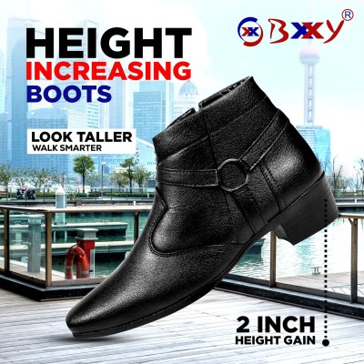BXXY Men's Faux Material Casual Formal Slipon Light-Weight And Office Wear Boot. Slip On Sneakers For Men(Black)