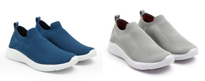 Face Sneakers For Men(Blue, Grey , 7)