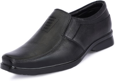 Adynn Genuine Leather Formal without lace shoes Leather Slip On For Men(Black)