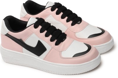 ZAKLOOK Stylish Walking Partywear Sneakers Casual Shoes Walking Shoes For Women(Pink, Black, White , 7)