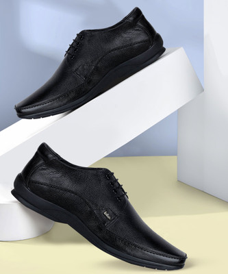 LEE COOPER Leather Derby Lace-Up Lightweight Comfort Trendy Premium Office/Party Slip On For Men(Black , 10)