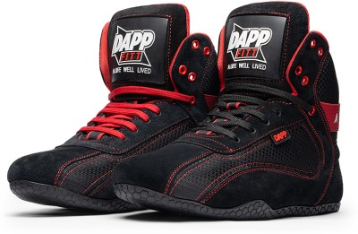 Official Dapp Dapp X-Series Weightlifting Shoes for Men and Women | Leather Rexine Exterior | High Tops For Men(Black , 7)