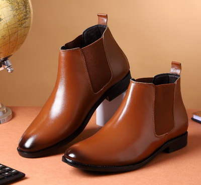 Zixer Chelsea Slip-On Formal Boots/Trendy Premium Stylish Chalsi Shoes/Riding Chalsi Slip On For Men(Tan , 7)