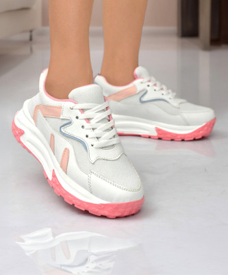Knoos Sneakers For Women(Pink, White , 4)