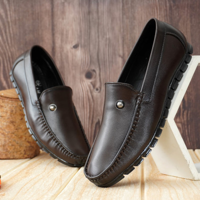 MORAAH Men's Casual Loafers | Comfortable & Stylish Slip-On Shoes Loafers For Men(Brown , 6)