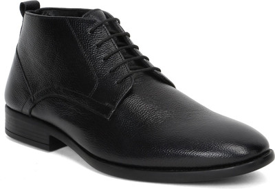 Teakwood Leathers Men Black Formal Derby Boots Boots For Men(Black , 9)