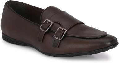 House of Pataudi Synthetic Leather Slip-On Monk Strap For Men(Brown)
