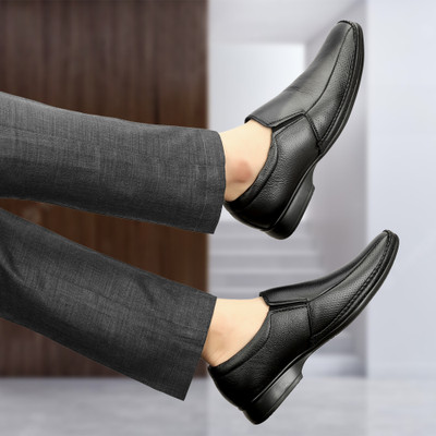 LAUREL FASHION FEVER Stylish and comrtable Leather Formal shoe for men Slip On For Men(Black , 7)