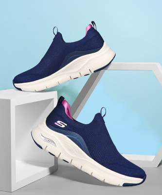 Skechers ARCH FIT - NEW BEAUT Slip On Sneakers For Women(Blue , 3)