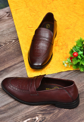 QUVADI Soft Leather Loafers – Effortless Style and Long-Lasting Comfort Loafers For Men(Brown , 6)