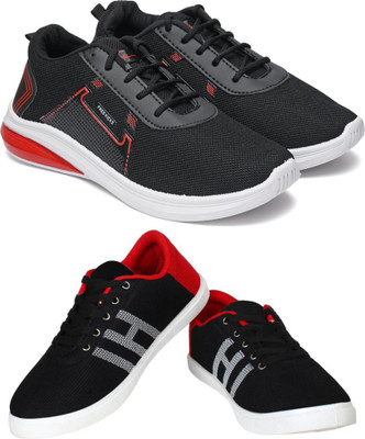 Free Kicks Combo Of 2 Shoes FK-482 & FK-Mcw145 Sneakers For Men(Black, Red , 9)