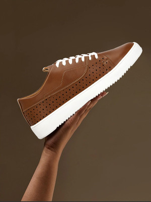 P R SHOES Stylish & Comfortable Casuals Sneakers For Men(Tan , 10)