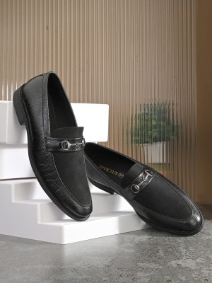 INVICTUS Invictus Men Black Faux Leather Formal Slip On Loafers Slip On For Men(Black , 10)