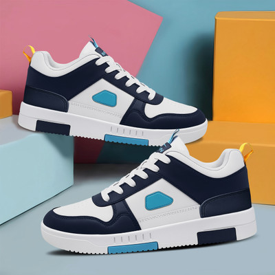 BRUTON Trendy & Stylish Casual Shoes Sneakers For Men(White, Blue , 9)