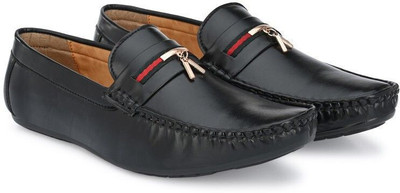 RED LIONS Black Synthetic Leather Casual Loafers For Men(Black , 10)
