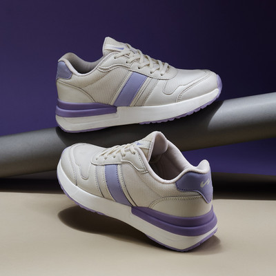 CAMPUS Women's Sports Shoes | Enhanced Grip | NitroFly Tech| Lace-Up Running Shoes For Women(Off White, Purple , 4)