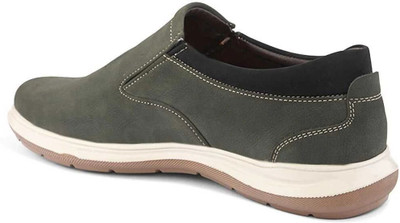 HERE&NOW HERE&NOW Black Horsebit Flexible Leather Moccassins Casuals For Men(Olive , 8)