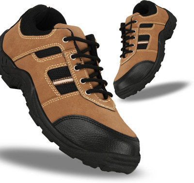 Elecant PVC Sole With Steel Toe Protection Safety Shoes For Men(Tan , 11)