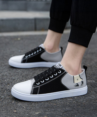 lejano Canvas Shoes For Men(Black, White, Grey , 7)